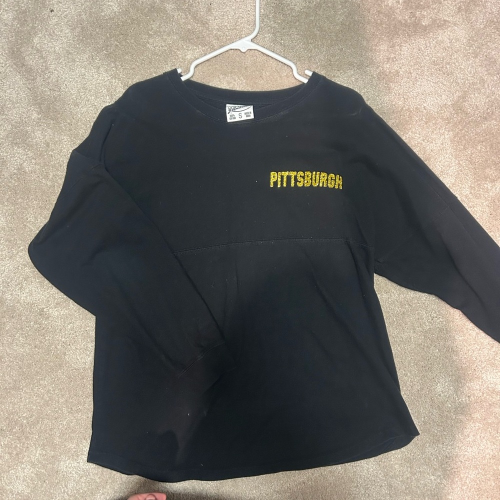 Black and sparkly gold Pittsburgh Steelers Long Sleeve Shirt